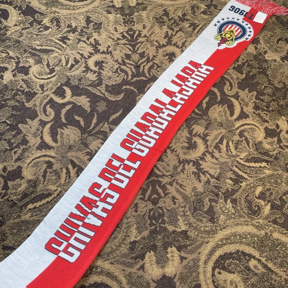 Chivas Guadalajara Soccer Football Scarf Licensed New Red Blue Double Sided New